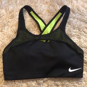 Black and yellow Nike sports bra